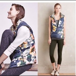 Anthropologie reversible blue flowered vest